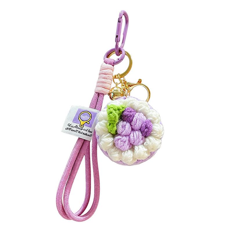 Crochet Cake Keychain: Orange & Grape Pendant Gift for Friend’s Birthday