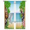 Animal Cartoon with Tropical Beach Tulle Curtains for Living Room Bedroom Window Sheer Curtains Kitchen Balcony Voile Curtains