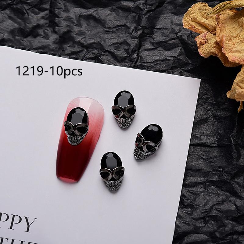 10 шт. ретро металлический крест темный панк 3D сплав детали для дизайна ногтей декор Хэллоуин череп блестящие подвески для ногтей принадлежности салон