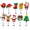 Christmas Badge Reel Retractable Nurse Doctor Santa Claus Trees Snowman Badge Reels ID Tag Clips for Name Pass Card Holder