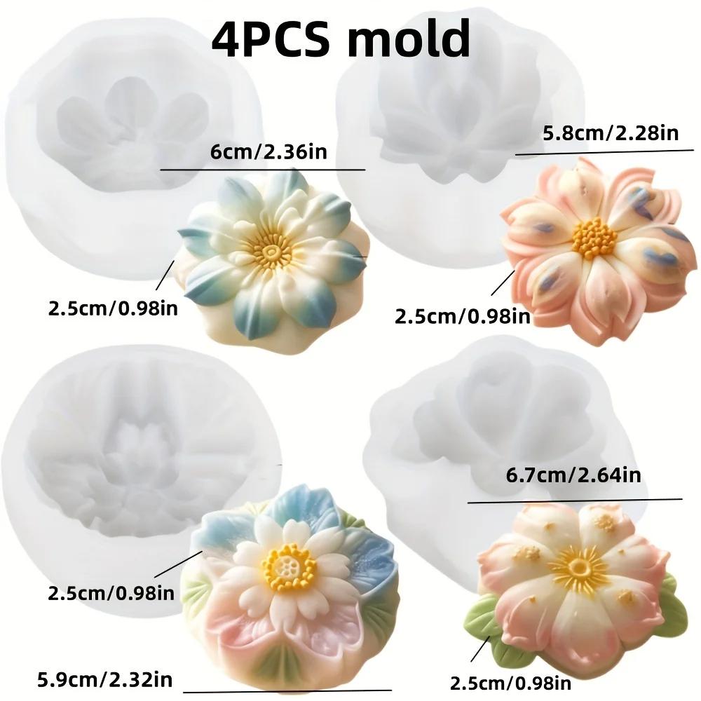 Новая силиконовая форма для свечи в виде большого цветка розы, сделай сам, комбинированный цветок, форма для ароматерапевтической свечи с пионом, форма для смолы в виде розы, гипсовые формы