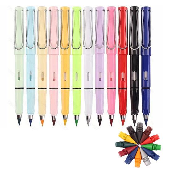 12 шт. Портативные стираемые вечные карандаши без чернил с 12 шт. сменными стержнями для письма и художественного эскиза