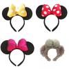 Disney Red Cotton Bow Headband Cartoon Minnie Mickey Ear Hair Accessory With Shiny Sequins