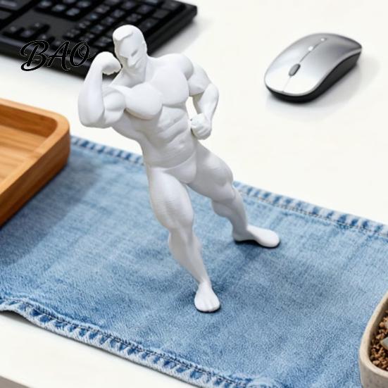 3D Printing Ornaments Printed Bodybuilder Muscle Man Figurine, Mini Fitness Athlete Desk Ornament, Detailed PLA Model Sculpture for Gym Office Gaming