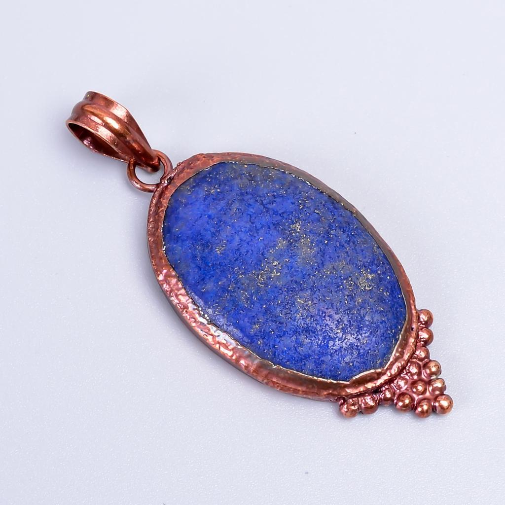 Natural Lapis Lazuli Copper September Birth Electroformed Handcrafted Pendant V-53