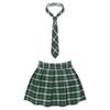 Women Plaid Pleated Mini Skirt with Attached Necktie School Uniform Style Zipper Closure Fancy Dress Costume