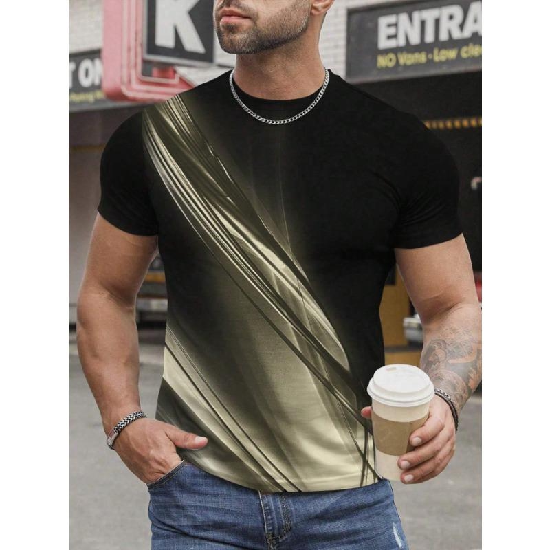 Fashion Men's T-shirt 3D Gradient Print Short-sleeved T-shirt Daily Wear 6XL Simple Print Fashion Casual Round Neck T-shirt