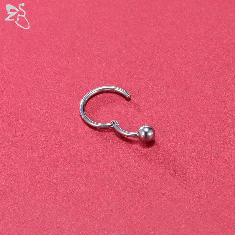 ZS 1 PC Round 316L Stainless Steel Nose Ring Men 16G Septum Clicker 8MM/10MM Punk Rock Ear Helix Septum Rings Piercing Jewelry