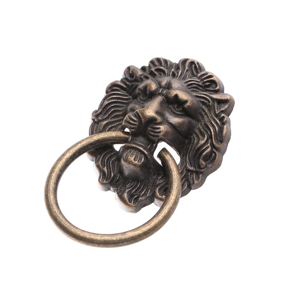 Creative Furniture Bronze Antique Lion Head Drawer Pull Handle Knob Ring