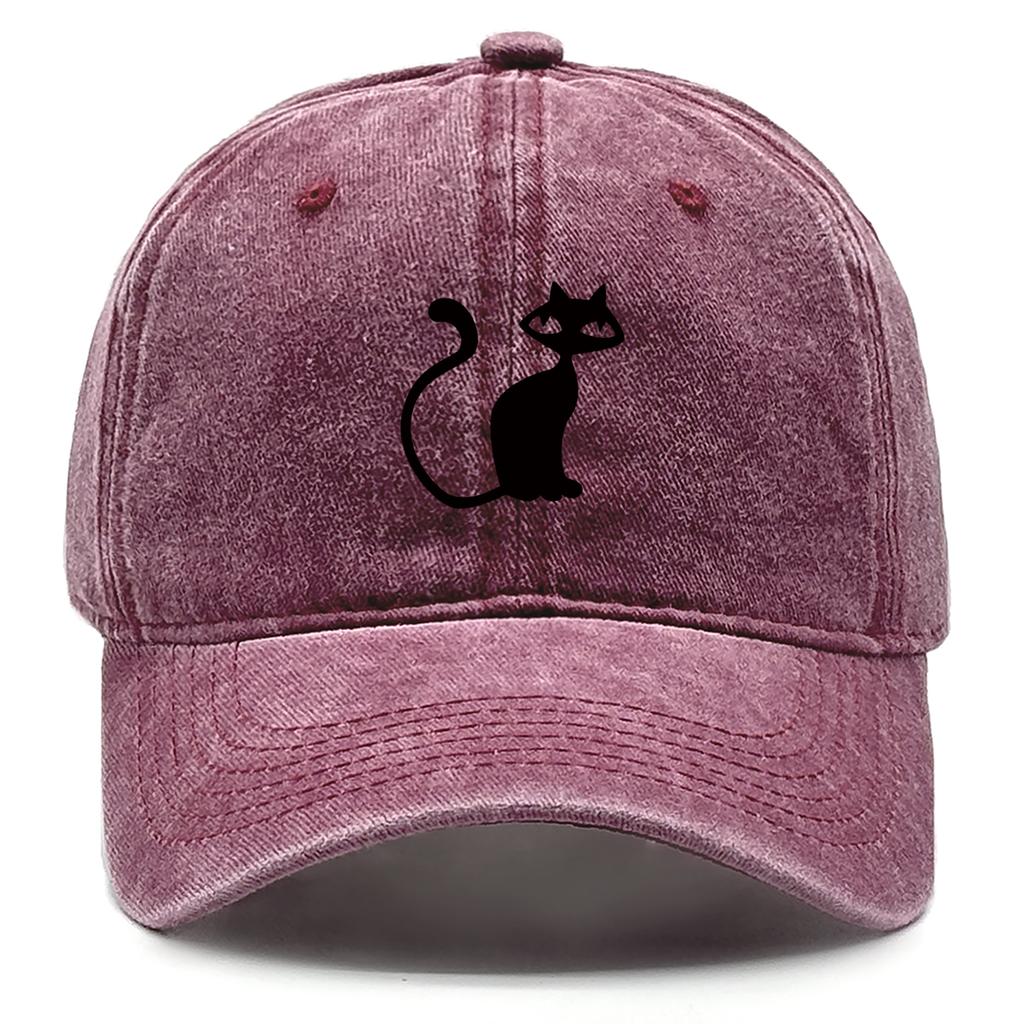 Casual Snapback Caps Cute Black Cat Hat For Man Adjustable Buckle Distressed Adjustable Sun Hat Perfect For Camping