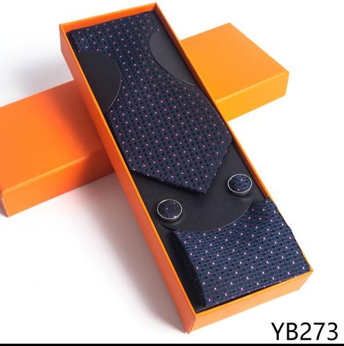 Мужской галстук с квадратной манжетой, подарочный набор в деловой повседневной оранжевой подарочной коробке