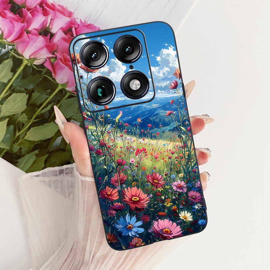 Для Motorola Signature 2026 Чехол Популярный Цветочный Мраморный Расписной Чехол Мягкий Силикон Черный Корпус Телефона Для Moto X70 Air Pro Fundas