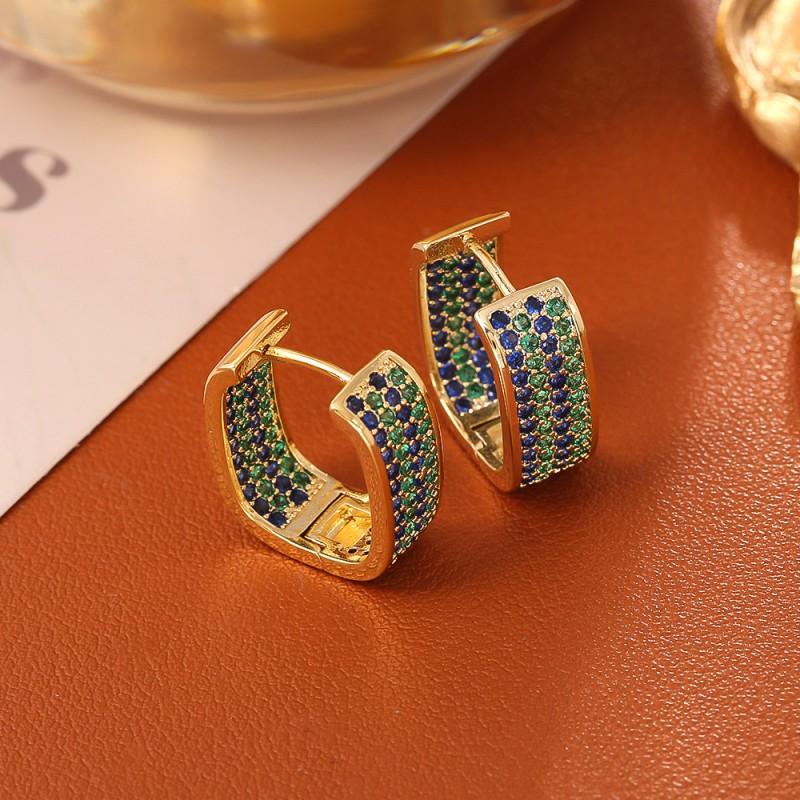 Luxury Geometric Zircon Ear Buckles Needle Fashion Earrings Women