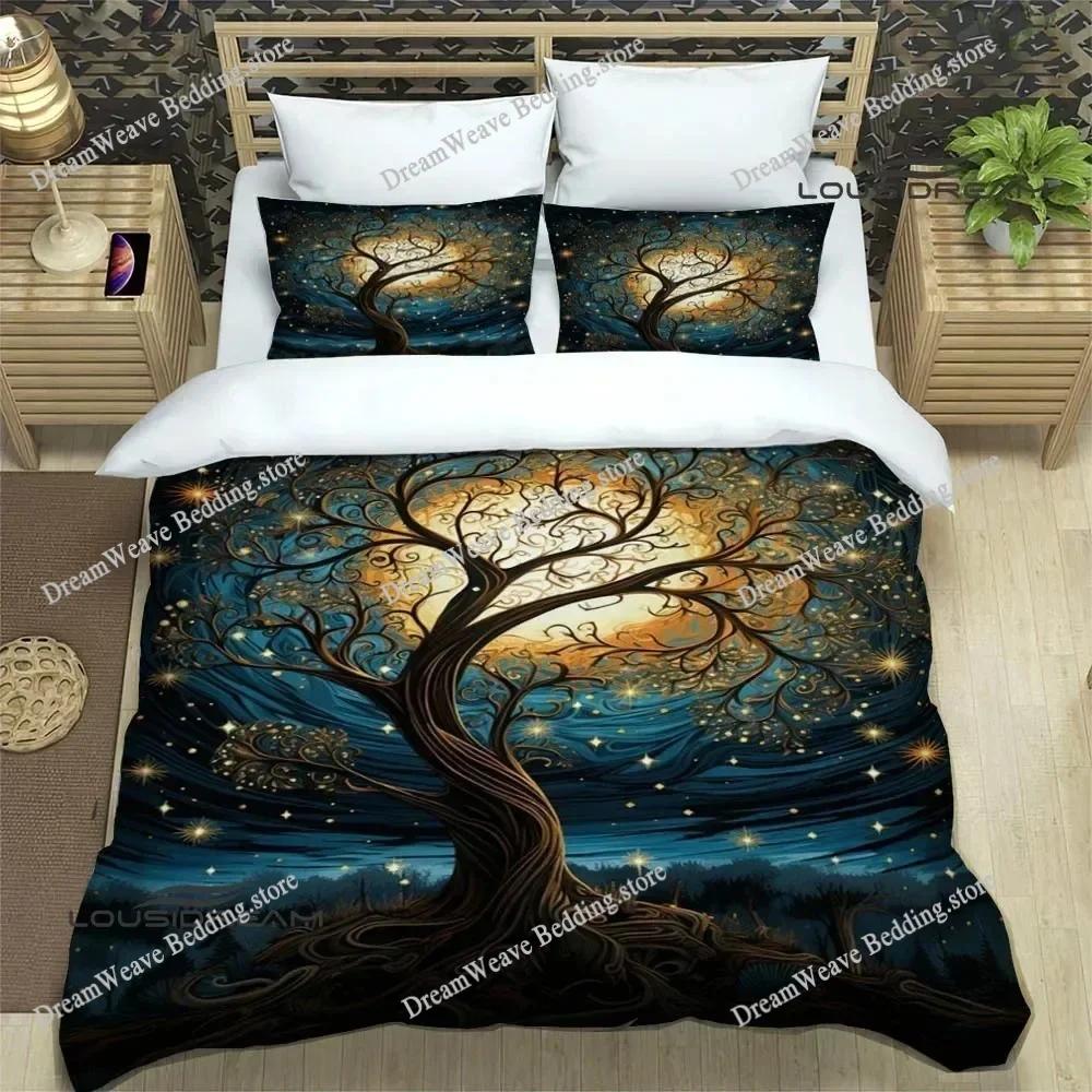 Tree of Life Duvet Cover King Botanical Branches Leaves Bedding Set Microfiber Psychedelic Mysterious 3D Print Quilt Cover963963