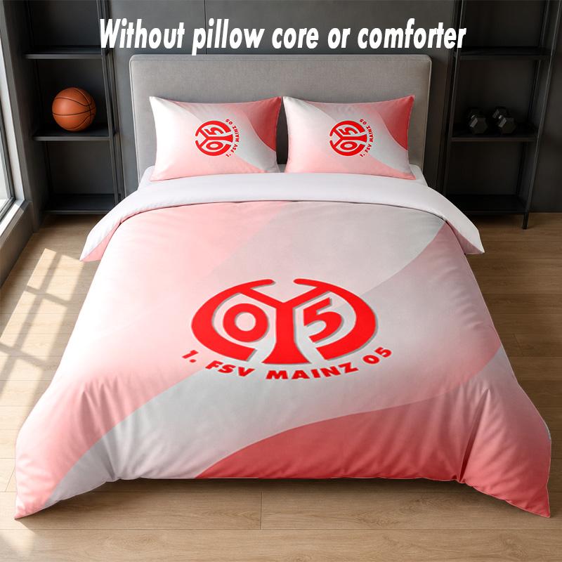 Mainz FC Design Bed Bedding Set 1 Duvet Cover + 2 Pillowcases Soft Breathable Household Bed Linens