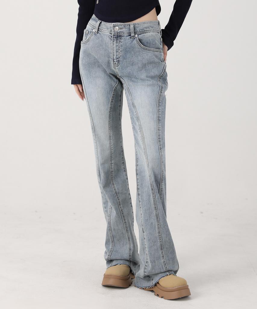 AVANDRESS Thin Bootscut Pants Vintage Blue (C Type)
