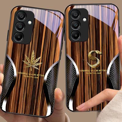 Змея под дерево для Samsung Galaxy A15 5G 54 4G 51 50 24 35 90 71 12 51 53 52S 80 22 34 Черный чехол для телефона из закаленного стекла
