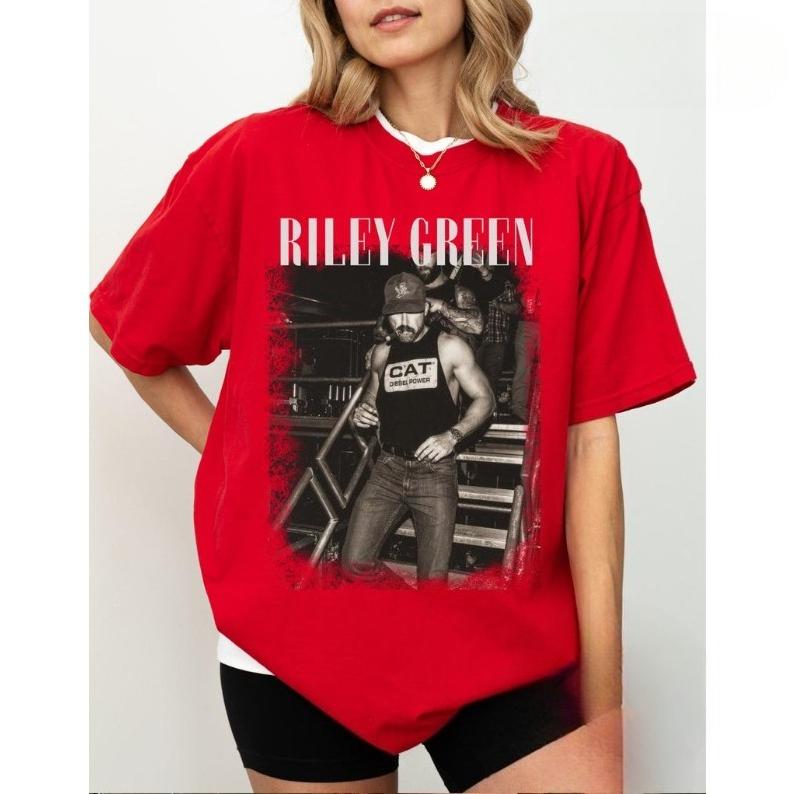 Летняя мода 2026 Модная футболка Мужская Женская Винтажный топ Рубашка Riley Green, Футболка для фаната кантри-музыки, Ретро концертная футболка