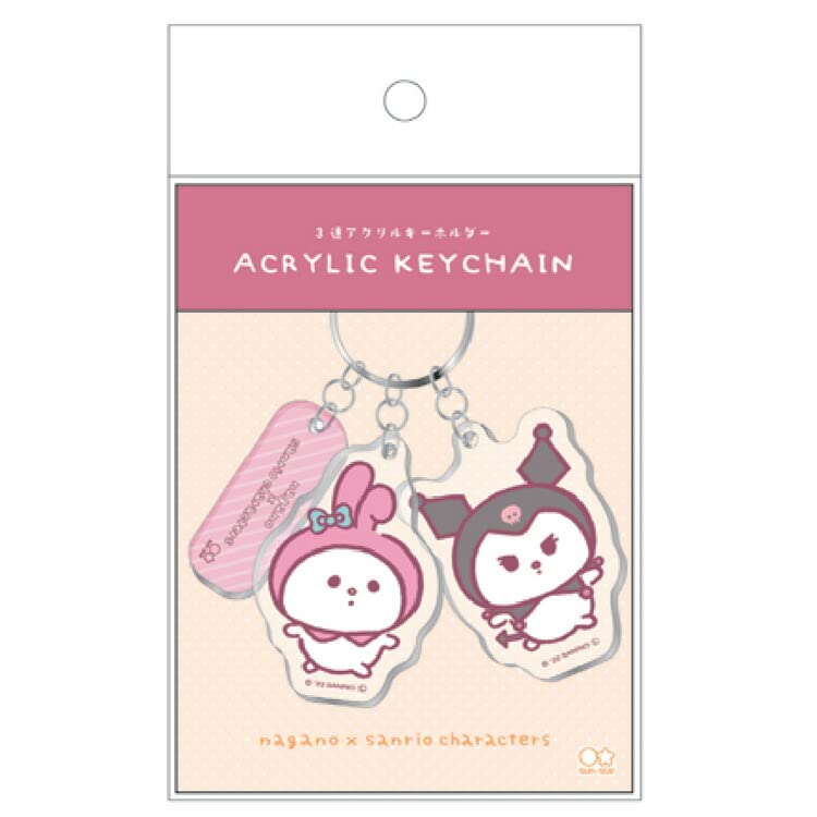 Брелок Sunstar Stationery Nagano x Персонажи Sanrio, Тройной акриловый брелок, Моя Мелоди и Куроми, S8344582