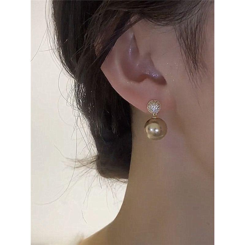 Niche Style Champagne Gold Zircon Best Selling Anti-Allergy Women's Pearl