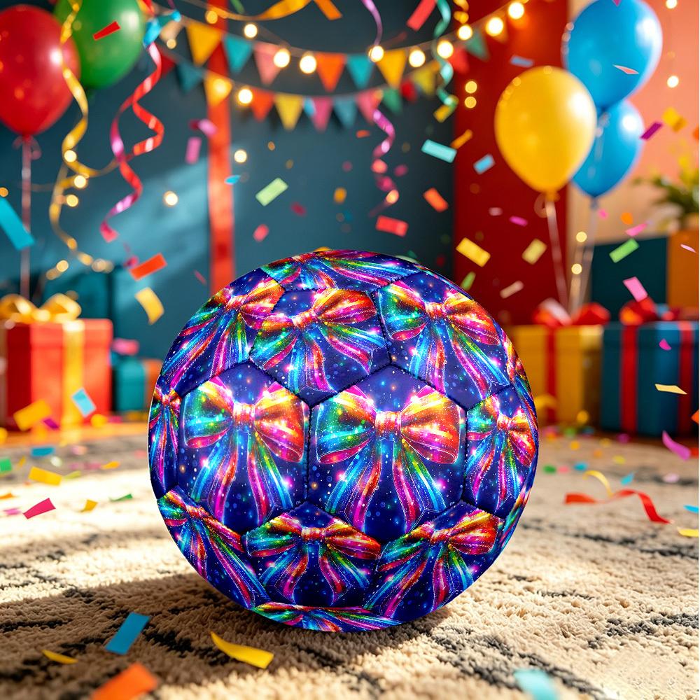 1pc Rainbow Bow Tie Theme Soccer Ball Football, Size 5, Lightweight PVC, Outdoor Training Soccer Ball,Gift j61463