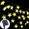 Солнечные гирлянды со звездами, наружные гирлянды на солнечных батареях, мерцающие гирлянды для садовой лужайки