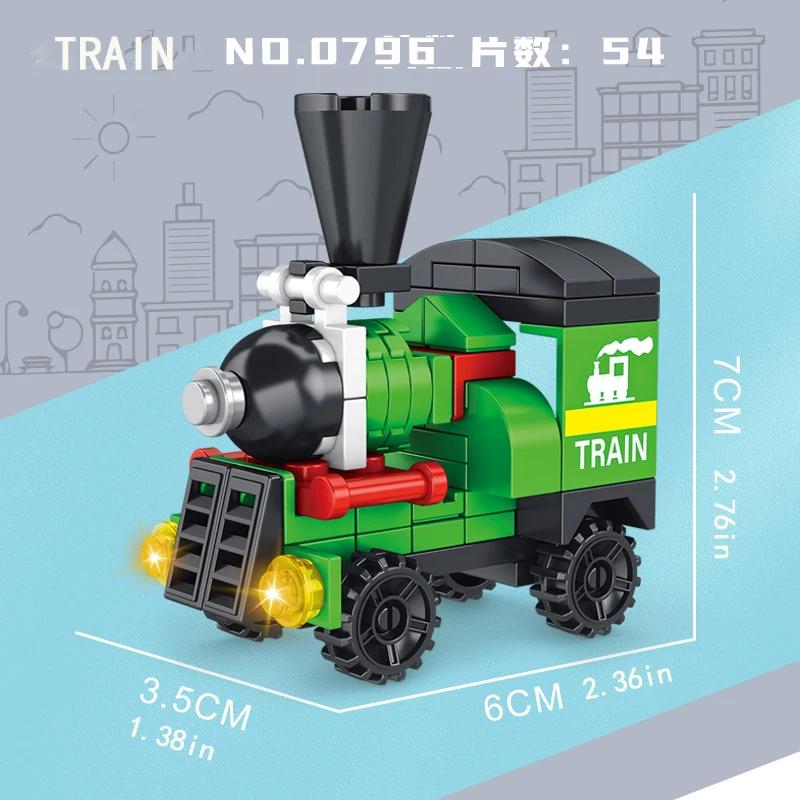 Разные виды строительных блоков с мелкими деталями для городских транспортных средств, автомобилей, кранов, пожарных машин, игрушки-пазлы, праздничные подарки для мальчиков