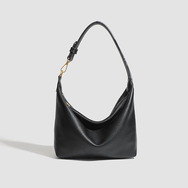 Simple Bag European and American New Lychee Pattern Underarm Bag Soft Leather Versatile Casual Dumpling Bag Women's Bag