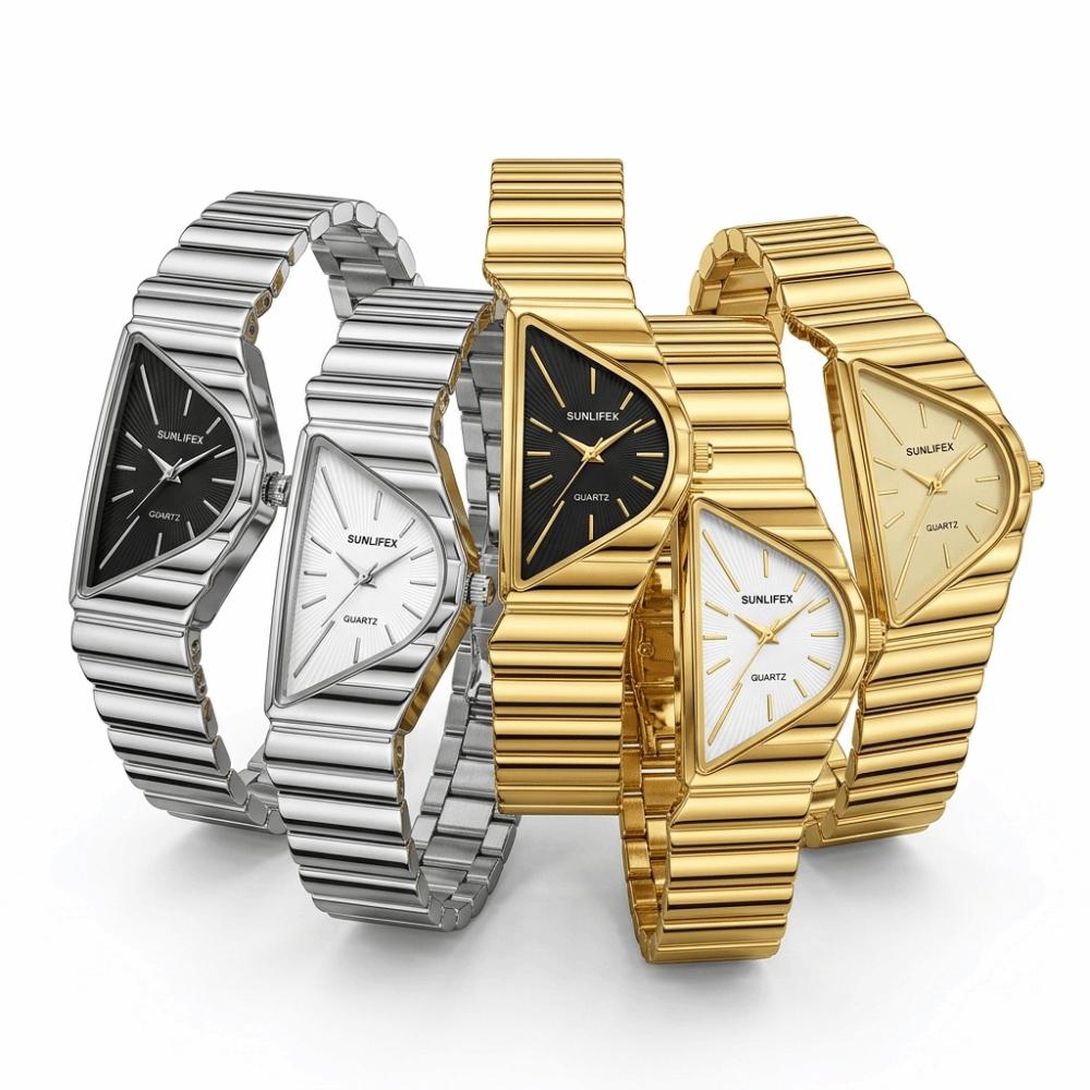 Irregular Niche Women's Watch Half-Moon Dial Elegant Luxury Ladies' Wristwatch Fashion Jewelry Gold Chain Quartz Watch Wedding