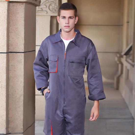 Мужской рабочий комбинезон, комбинезон с лацканами и длинными рукавами, устойчивый к загрязнениям, на молнии, с карманами, свободный крой