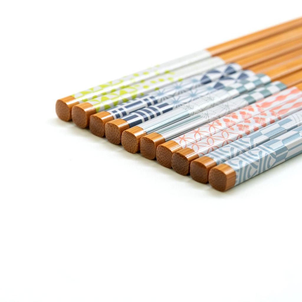Wakasa Lacquer Set of for Made of Made In Product Number 265090 Chopsticks, Non-Slip, 22.5cm, 5, Guests, Bamboo, Clank-Clunk Style, Japan,