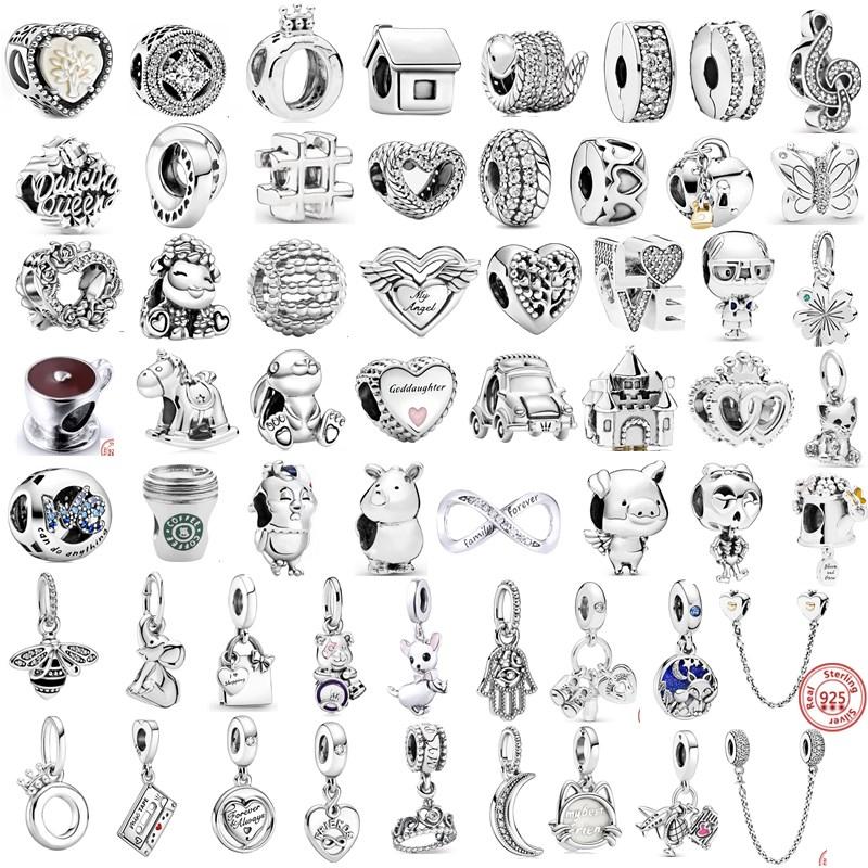 925 Silver Animal Character Love Series Clip Beads Pendant Fit Original  Charm Accessories Bracelet for Women DIY Jewelry