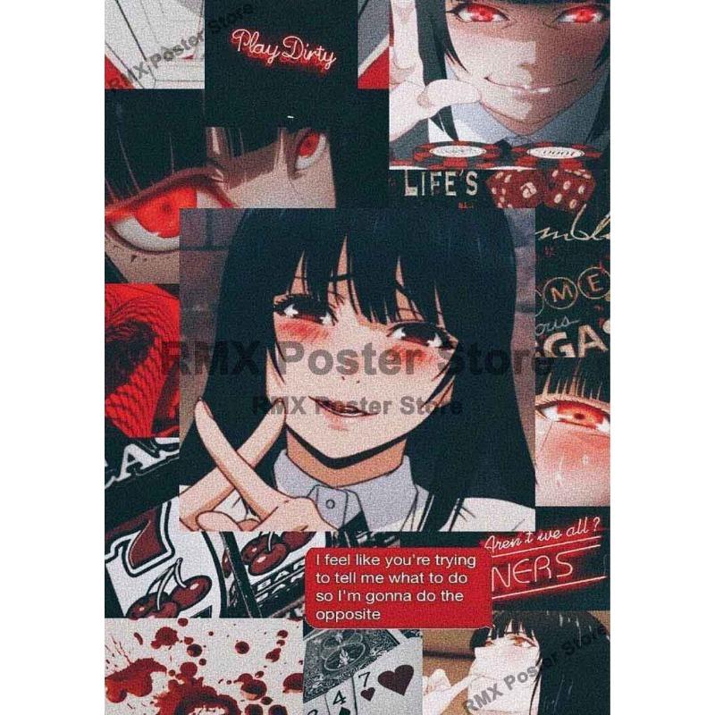 Cartoon Anime Painting Picture Jabami Yumeko Kakegurui Posters High Quality White Coated Poster Kids Room Home Wall Art Decor