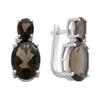 Серебряные серьги с натуральным раухтопазом (дымчатым кварцем) 12.581ct, фианитами (2180555)