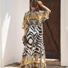 Bikini Cover-ups Bohemian Printed Long Kimono Cardigan Plus Size Chiffon Tunic Women Beach Wear Swim Suit Cover Up Q912