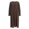 Shop   Women S Round Neck 3 Tier Frill Suede Corduroy Long dreSS Brown Pic Wdr  