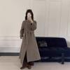 Double-sided Wool Coat, Autumn and Winter Mid-length Stand Collar Lace-up Warm Wool Coat for Women