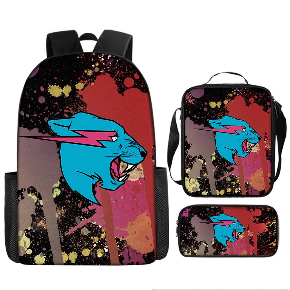 Mr Beast Lightning Cat 3d Print School Backpack With Breathable Oxford Fabric For Kids