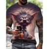 Men T-Shirt New Funny Painting 3D Printing Short Sleeve Summer Outdoor Fashion Wear Tops Large Size Loose Men's T-Shirt