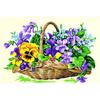 Antique Canvas Basket of Flowers 30x40cm