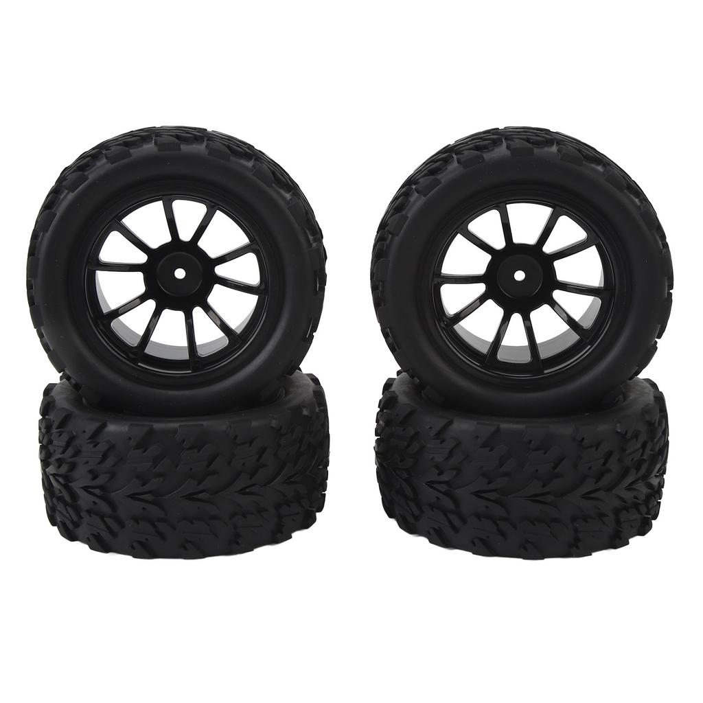 4pcs RC Car Wheels Tires Universal 10 Spoke Rims Rubber with M4 Lock Nut RC Car 1/10 Wheels Tires Fo