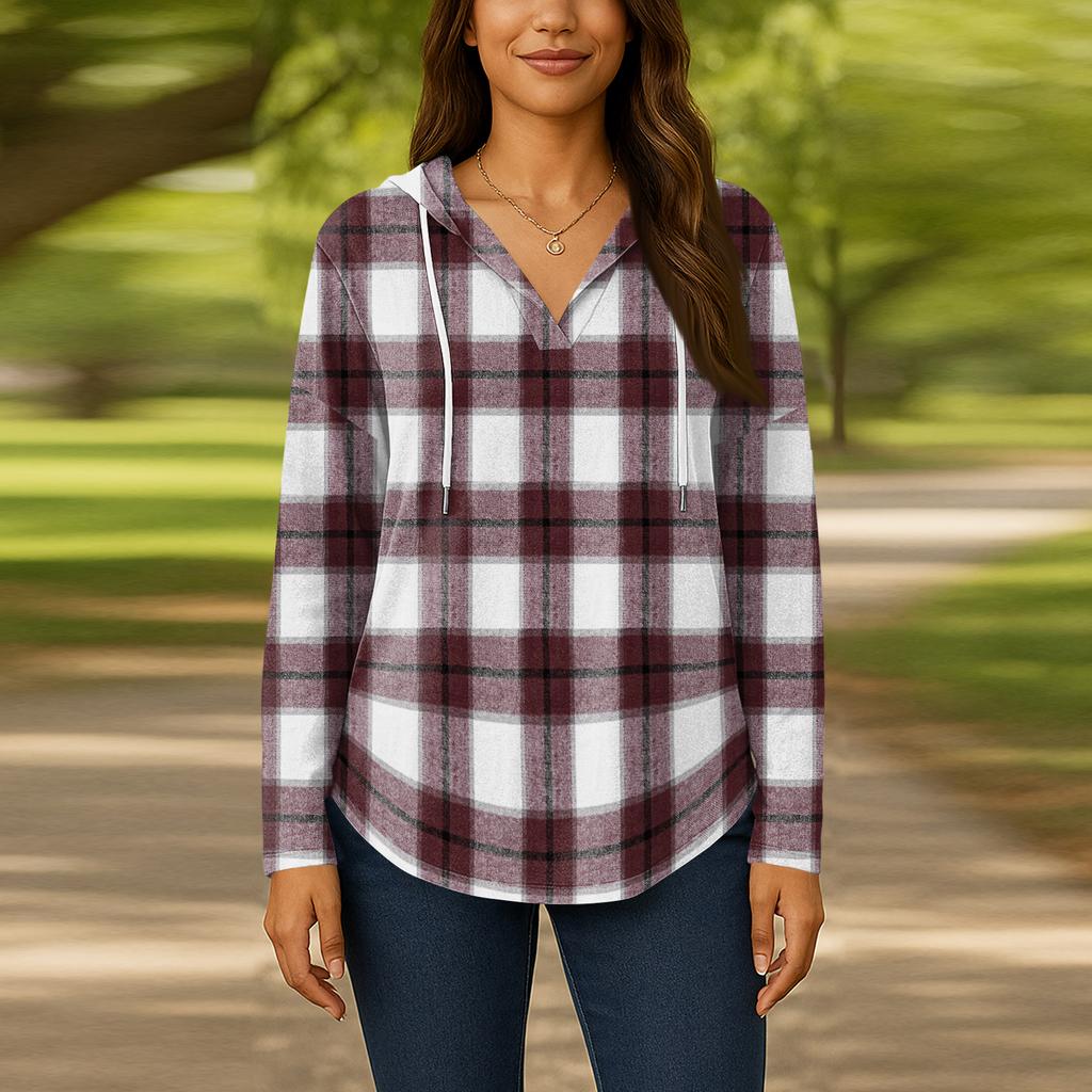 Женские модные толстовки с капюшоном V-образным вырезом с длинным рукавом и цветочным принтом на шнурке, повседневные свободные пуловеры