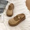 Thick-soled Hollow-out Cool Slippers for Women's Summer Wear 2025 New Fashionable and Breathable Mary Jane Going Out Bag Head Half Slippers