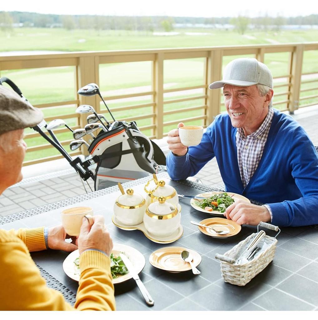 3 шт. фарфоровая сахарница для гольфа, горшок для приправы, керамический сахарница в форме гольфа с 1 лотком, контейнер для соли с крышкой и ложкой