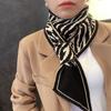 New Knitted Small Scarf Women's Wool Scarf Autumn and Winter Small Ears Letter Camellia Narrow Scarf