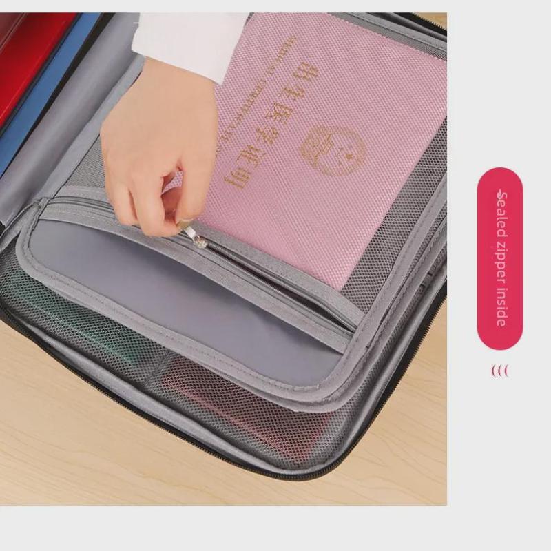 Household Multi-Layer Document Storage Box for Certificates, Passports, Cards. Multi-Function File Storage Bag for Family.