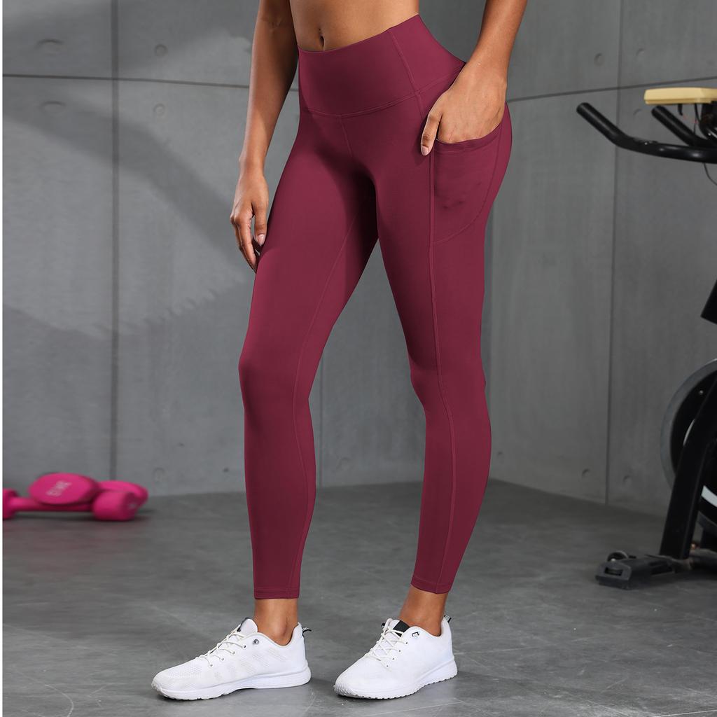 Женские однотонные леггинсы с боковыми карманами, повседневные обтягивающие эластичные леггинсы