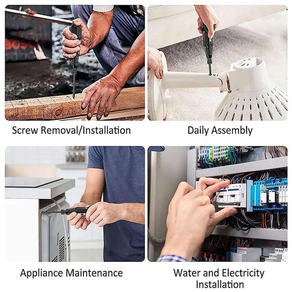 Anti-Slip Handle Cordless Screwdriver LED Lights Power Screw Driver  Household Use