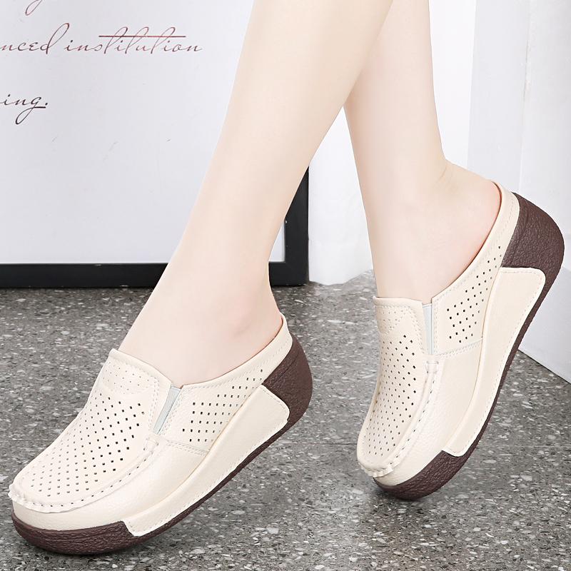 Кроссовки Женская обувь Лоферы на платформе Кожаные слипоны на плоской подошве Новая весенняя повседневная обувь 35-41