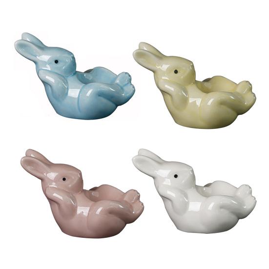 Подставка для яиц в виде лежащего кролика, керамическая подставка для яиц в виде кролика, пасхальное украшение, подставка для яиц всмятку, обеденный стол, сувениры для весенней домашней вечеринки